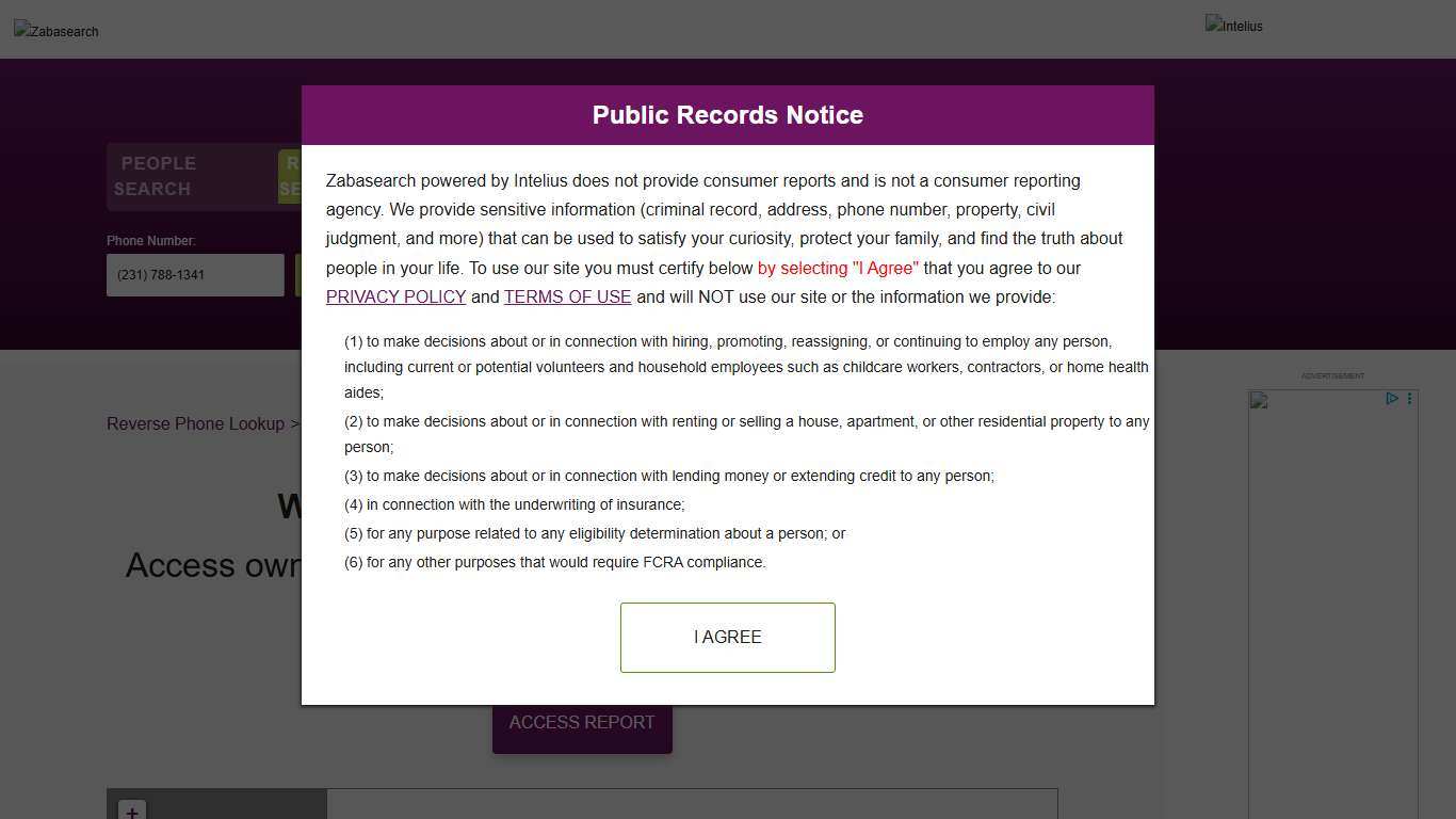 Owner Details for (231) 788-1341 Revealed Zabasearch
